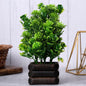 Akaar Artificial Plants Green Rose Bonsai with Wooden Pot