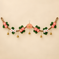 Handmade Crochet Flower Bandhanwar for Door | Decorative Toran with Acrylic Motif, Leaves, Pearls & Bells | Diwali Festive Entrance Decor | 2.75 Ft