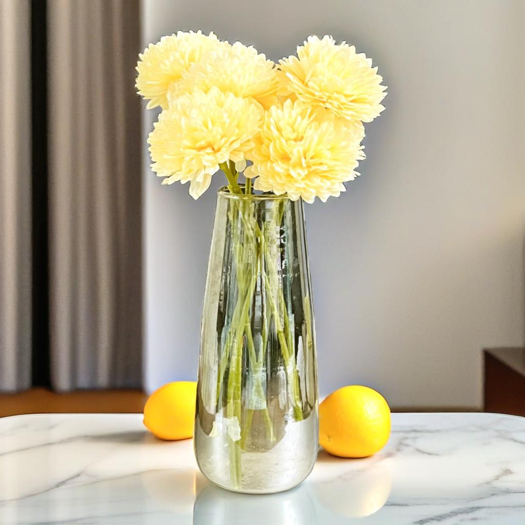 Artificial Chrysanthemum Hydrangea Ball Flower Stick (Pack of 1) (Yellow)