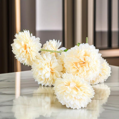 Artificial Chrysanthemum Hydrangea Ball Flower Stick (Pack of 1) (Yellow)