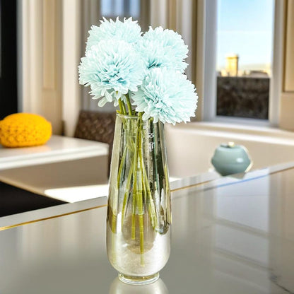 Artificial Chrysanthemum Hydrangea Ball Flower Stick for Home Decor (Blue)