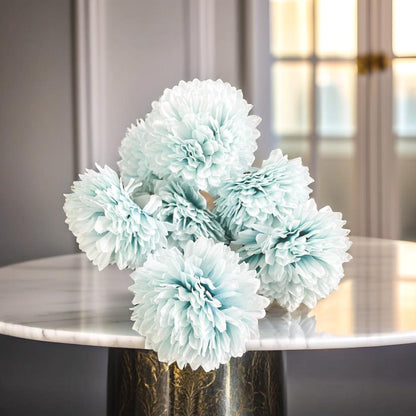 Artificial Chrysanthemum Hydrangea Ball Flower Stick for Home Decor (Blue)