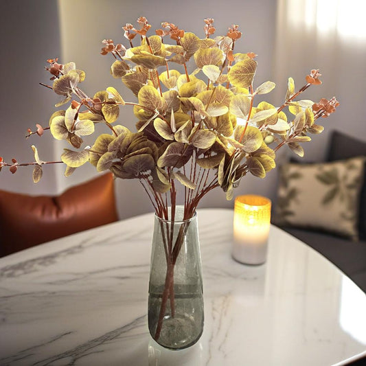 Artificial Eucalyptus Flower Bunch Fake Bunch Decor (Without Vase Pot)- Pack of 1 Bunch (Dry)