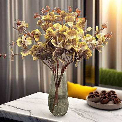 Artificial Eucalyptus Flower Bunch Fake Bunch Decor (Without Vase Pot)- Pack of 1 Bunch (Dry)