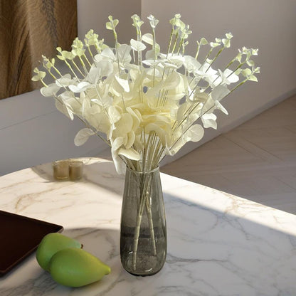 Artificial Eucalyptus Flower Bunch Fake Bunch Decor (Without Vase Pot)- Pack of 1 Bunch (Pure)