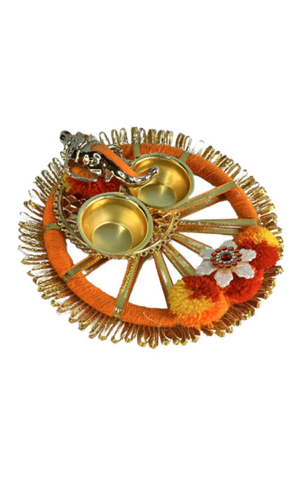 Akaar Small Pooja Thali with attached tilak holder