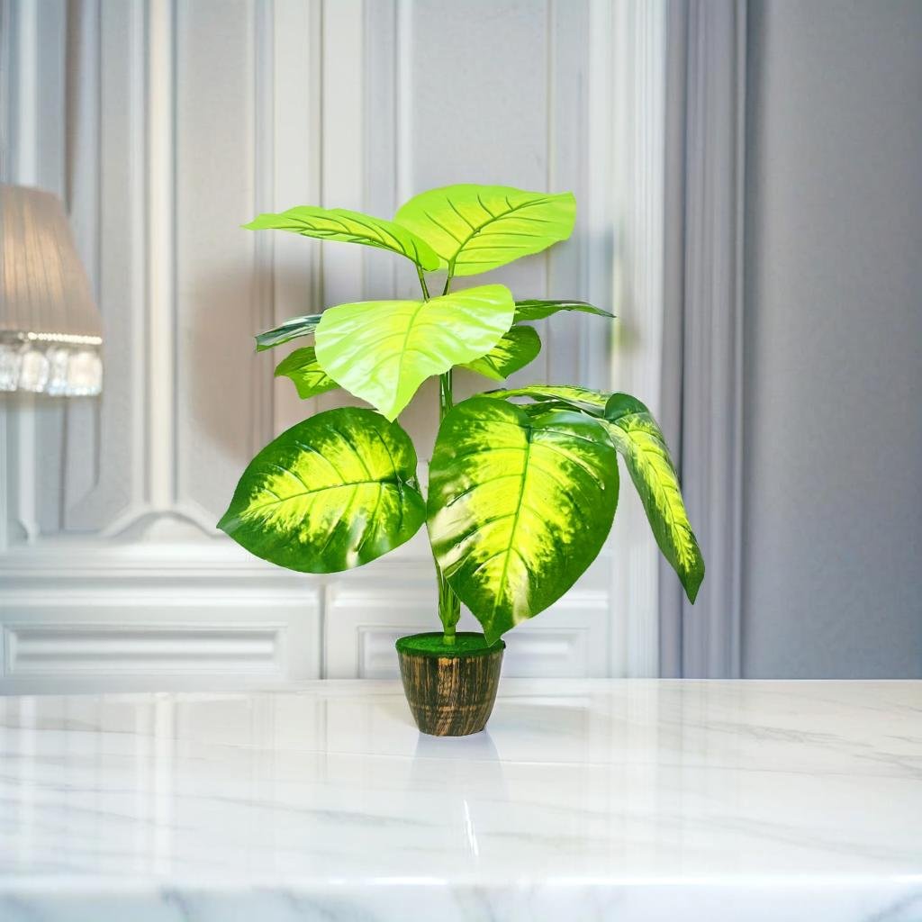 Akaar Decor's Artificial Plants for Home Decoration : 12 Branch Plant with Pot (Devil's Ivy)