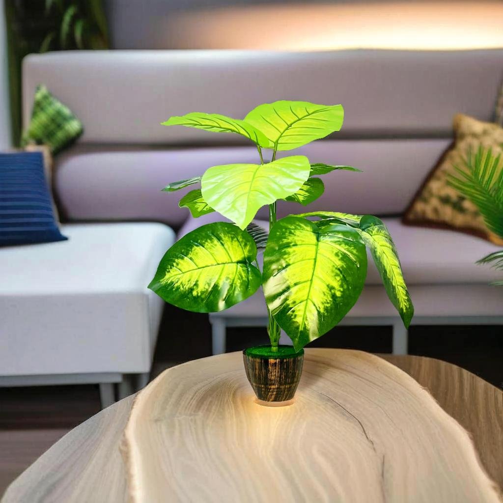 Akaar Decor's Artificial Plants for Home Decoration : 12 Branch Plant with Pot (Devil's Ivy)