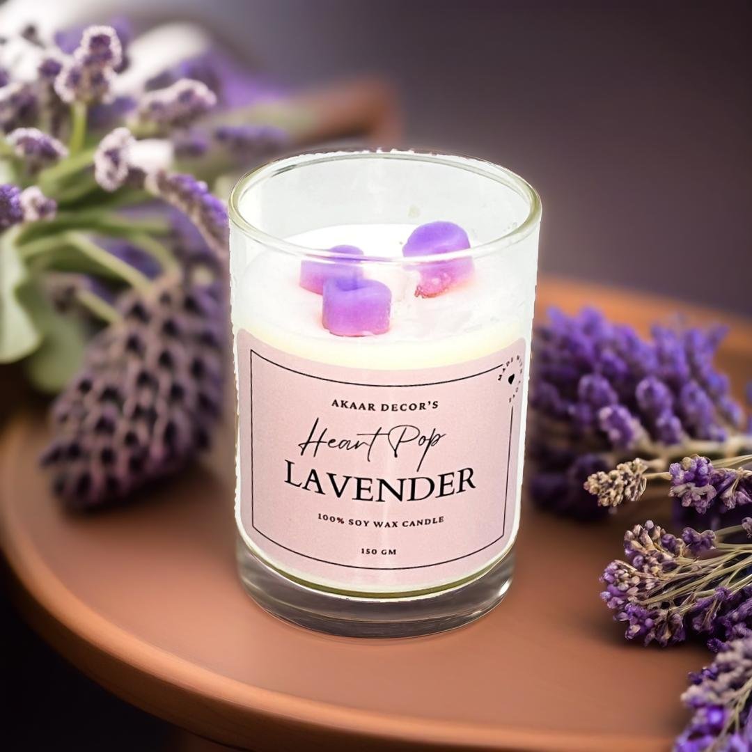 Akaar Decor Range of Colorful Heart-Pop Scented Candles for Home Decor- Purple Lavender