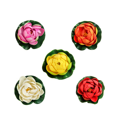 Akaar Set of 5 Floating Lotus for festive décor (Assorted colors)