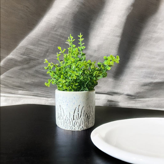 Akaar Artificial Plants for Decoration - White Ceramic Pot with Jade